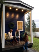 Vintage Glam is a very compact tiny home that overdoses on amenities and fancy styling