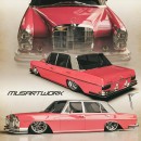 Mercedes-Benz 280 SEL Gypsy Rose Euro Lowrider rendering by musartwork