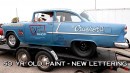 1955 Tri Five Chevrolet with 406ci SBC drag racing on Race Your Ride