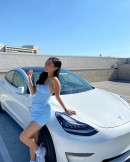 Content creator has gone viral for using her Tesla Model 3 as a mobile kitchen