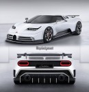 Bugatti Centodieci redesign for EB110 greatness rendering by spdesignsest