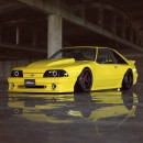 Fox Body Ford Mustang Hatchback widebody render by personalizatuauto on Instagram