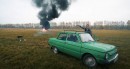 Russian vlogger burns Mercedes-AMG GT 63 4MATIC+ to the ground as a sign of protest