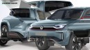 Volkswagen Amarok GTI Electric rendering by Digimods DESIGN