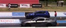 VW Golf R Big Turbo Drag Races Ford Mustang