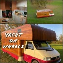 DIY landyacht sits on the cab chassis of an old VW T4 car carrier, is perfect for the entire family