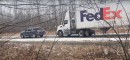 Ford Expedition tows FedEx semi back on the road