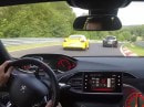 Watch a Peugeot 308 GTi 270 Chase the Cayman GT4 on the Nurburgring