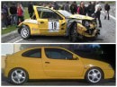 Crashed Renault Clio vs Renault Megane Coupe