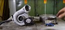 Hydraulic press vs. turbocharger & Bugatti Veyron RC car