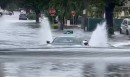 Chevy Corvette miraculously cross flood water up to its windshield