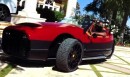Jamie Foxx seen driving his new Carmel GT roadster on the streets of California