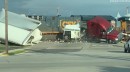Truck and train wind turbine crash