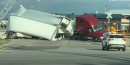 Truck and train wind turbine crash