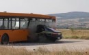 Watch What Happens When a Car Crashes at 129 MPH into a Bus