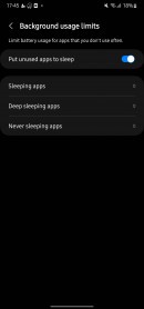 Battery management settings on Android