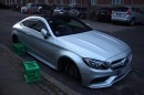 Wheel Thieves in Denmark Damage C63 Coupe With Plastic Crates