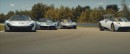 LaFerrari, McLaren P1, Porsche 918 Spyder and Pagani Huayra on the track