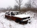 Abandoned burnt car in Spring Creek_NY