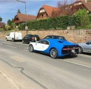 White and Blue Bugatti Chiron in Molsheim