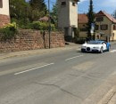 White and Blue Bugatti Chiron in Molsheim