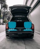 Rolls-Royce Cullinan Black Wrap Miami Blue custom ultra-luxury SUV by RDB LA