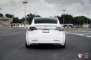 White Tesla Model X Sits on Gold Vossen Forged Wheels