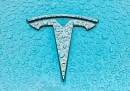 Tesla Logo on a Wrapped Car