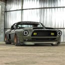 Ford Mustang Shelby GT350 slammed widebody Matte Army Green on Copper by personalizatuauto