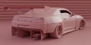 Chevy Camaro Z28 slammed widebody aero kit rendering by demetr0s_designs