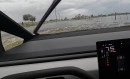 Tesla Cybertruck with Wade Mode on goes through the water