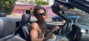 Wiz Khalifa in Chevrolet Corvette convertible