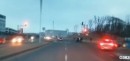 Dashcam footage of vehicle running red light and hitting pedestrians
