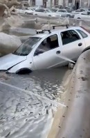 A car ended up in a fountain in Catania, Sicily