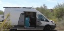 Woman turns Ford Transit van into a small home on wheels