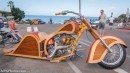 Harley Davidson chopper has body made of wood, is still roadworthy