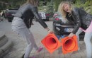 Hot WooHoo Girls using cones as sport exhaust