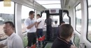 A demonstration car for China's new sustainable sky train, the Dayi Air-Rail
