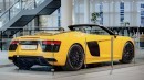 Yellow and Carbon Audi R8 Spyder Arrives at Audi Forum