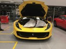 Yellow Ferrari 812 Superfast photographed in factory