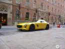 Yellow-wrapped Mercedes-Benz SLS AMG