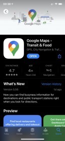 The latest Google Maps version on iPhone