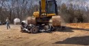 The truck destroyed by the excavator