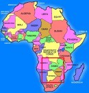 Zimbabwe, Zambia and Botswana on Africa's map
