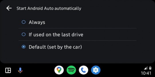 Startup Settings for Android Auto
