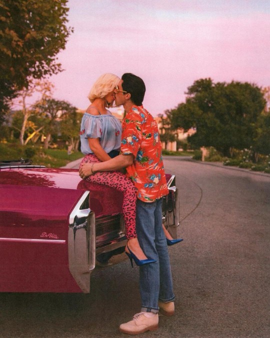 Kourtney Kardashian and Travis Barker and a Pink Cadillac
