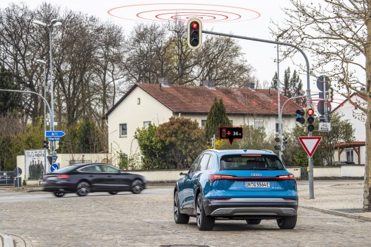 Audi's system allows the vehicle to communicate with traffic control systems