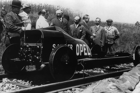 Opel RAK\.2 on railway tracks