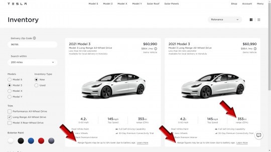 Used 2021 Tesla Model 3 units are being sold with 2017 battery packs