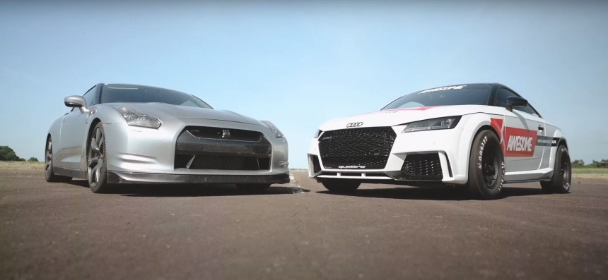 10\-Second Nissan GT\-R Drag Races Fast Audi TT\-RS, Godzilla Fans Should Look Away